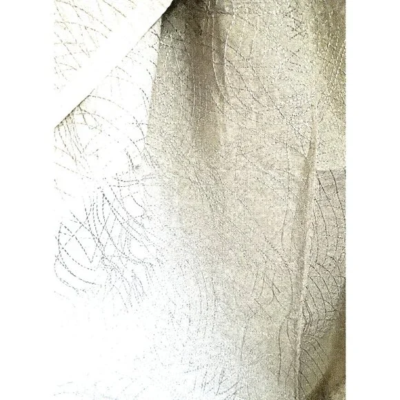 Designer White Fabric Drape Curtain One Panel Stitch Lines Abstract Pattern New